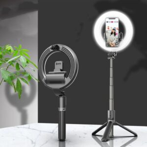 Bluetooth Selfie Stick Tripod With 5 LED Ring Fill Light L07-@-online-Skyle.lk